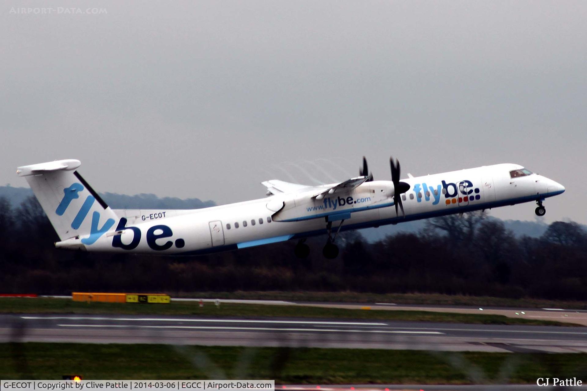 G-ECOT, 2009 De Havilland Canada DHC-8-402Q Dash 8 C/N 4251, Lift off at Manchester