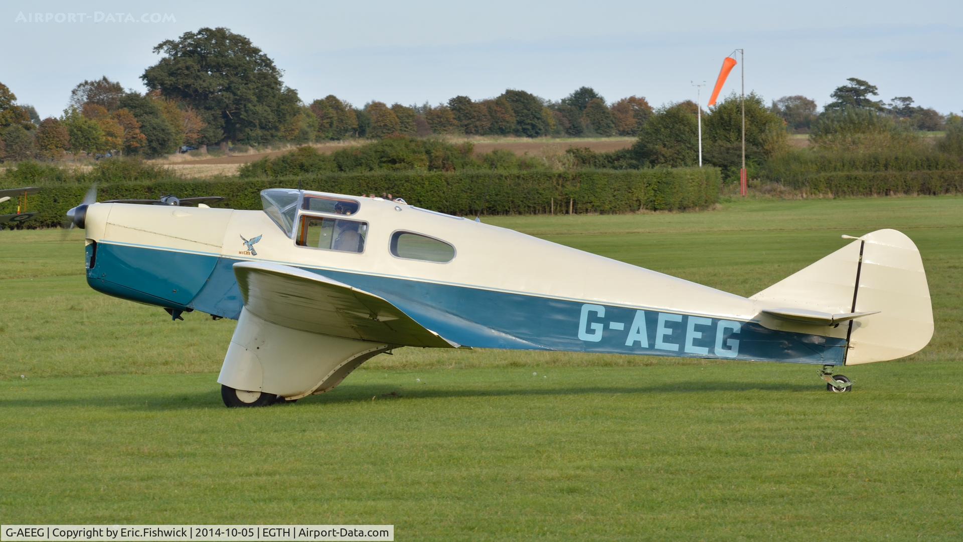 G-AEEG, 1936 Miles M-3A Falcon Major C/N 216, 1. G-AEEG at the rousing season finale Race Day Air Show at Shuttleworth, Oct. 2014.
