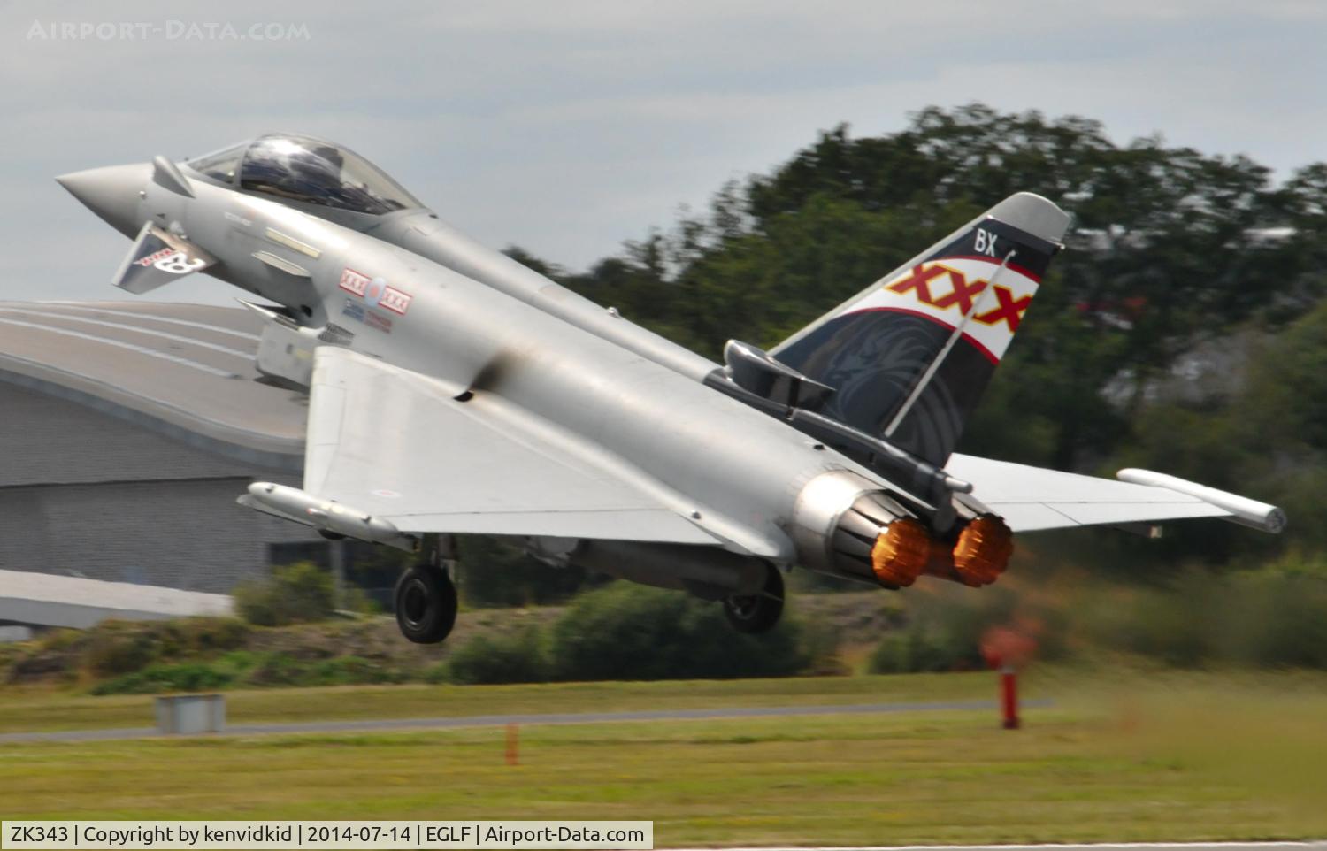 ZK343, 2012 Eurofighter EF-2000 Typhoon FGR4 C/N BS104/380, Taking off at the beginning of it's display.