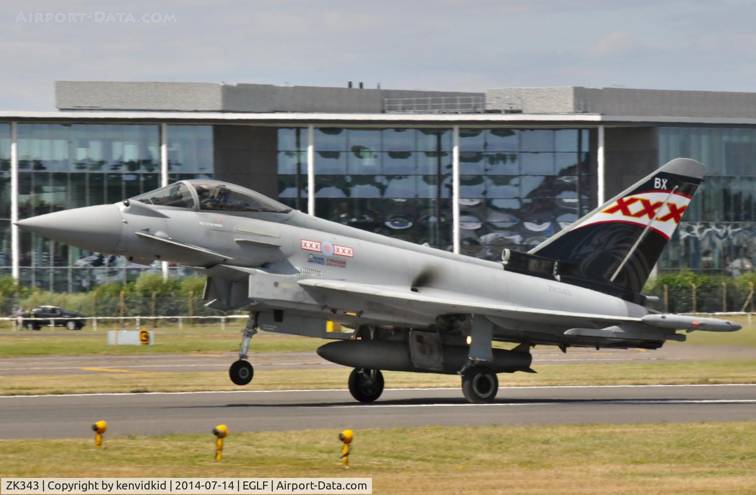 ZK343, 2012 Eurofighter EF-2000 Typhoon FGR4 C/N BS104/380, Landing after it's display.