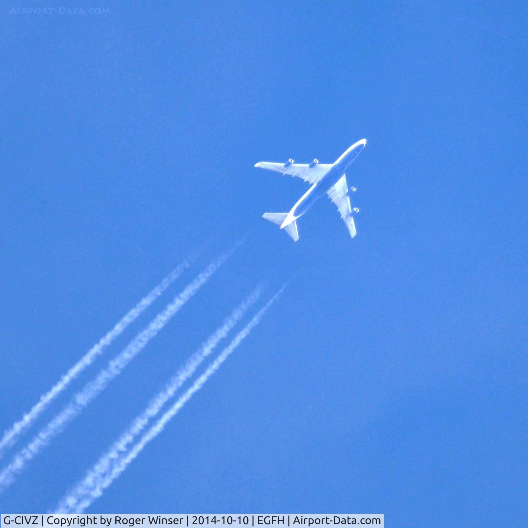 G-CIVZ, 1998 Boeing 747-436 C/N 28854, British Airways B744 aircraft flying east at 31000 feet over the airport.