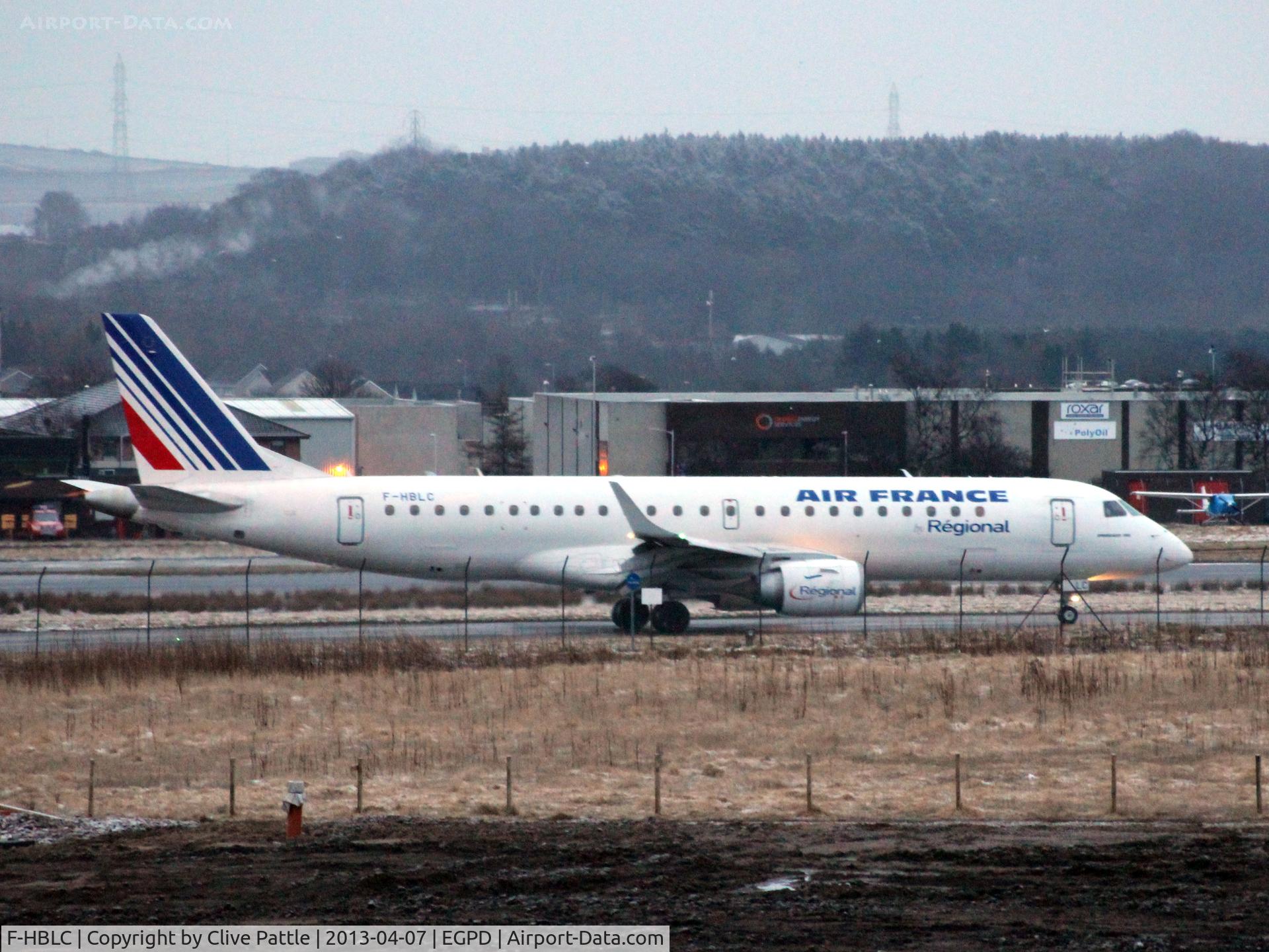 F-HBLC, 2007 Embraer 190AR (ERJ-190-100IGW) C/N 19000080, Taxy for departure at Aberdeen