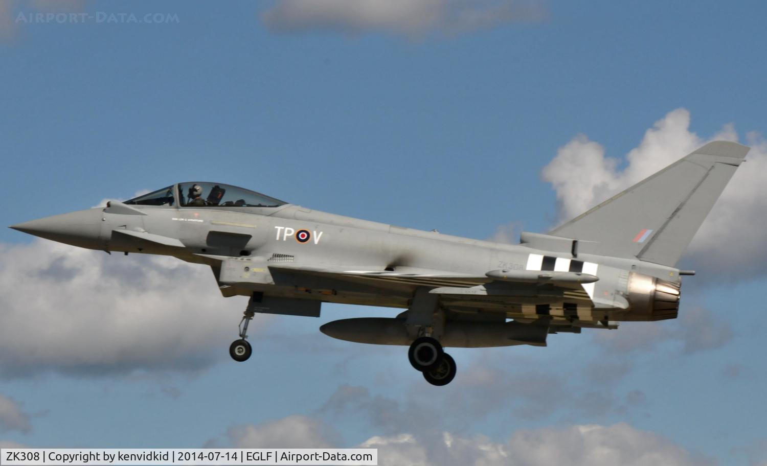 ZK308, 2009 Eurofighter EF-2000 Typhoon FGR4 C/N BS059, Spare aircraft on finals to land.