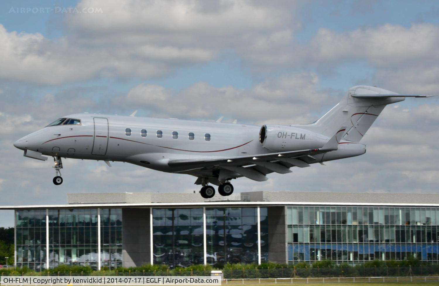 OH-FLM, 2007 Bombardier Challenger 300 (BD-100-1A10) C/N 20155, Visitor arriving for Farnborough International 2014.