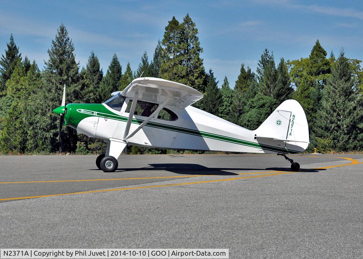 N2371A, 1952 Piper PA-22-135 Tri-Pacer C/N 22-734, Landed at Nevada County Airport and parked. This is a Tri Pacer converted to a tail dragger.
