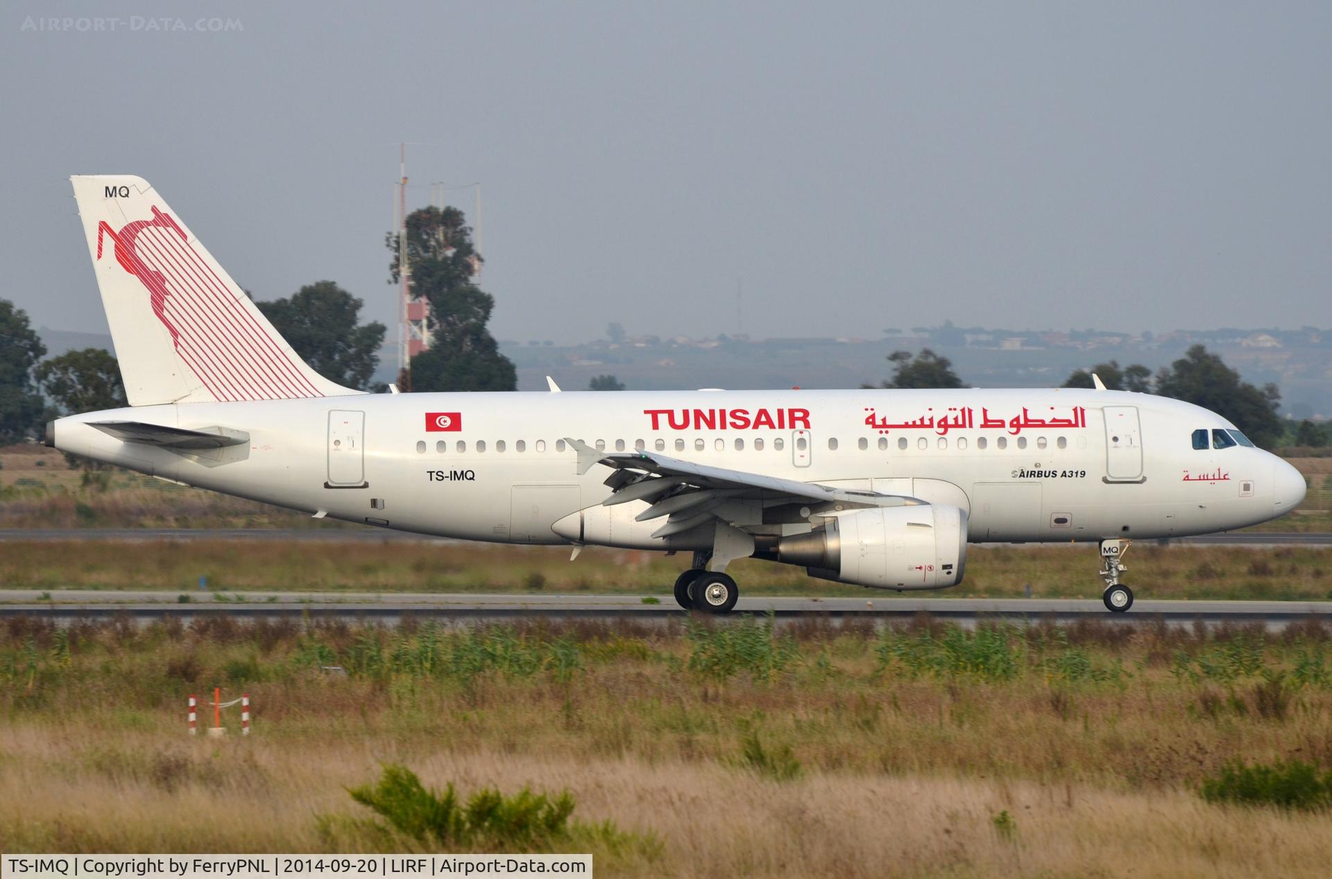 TS-IMQ, 2007 Airbus A319-112 C/N 3096, Tunisair A319 landing in FCO
