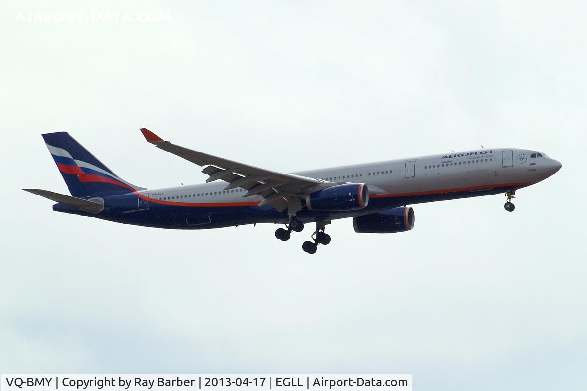 VQ-BMY, 2012 Airbus A330-343X C/N 1301, Airbus A330-343X [1301] (Aeroflot Russian Airlines) Home~G 17/04/2013. On approach 27L.