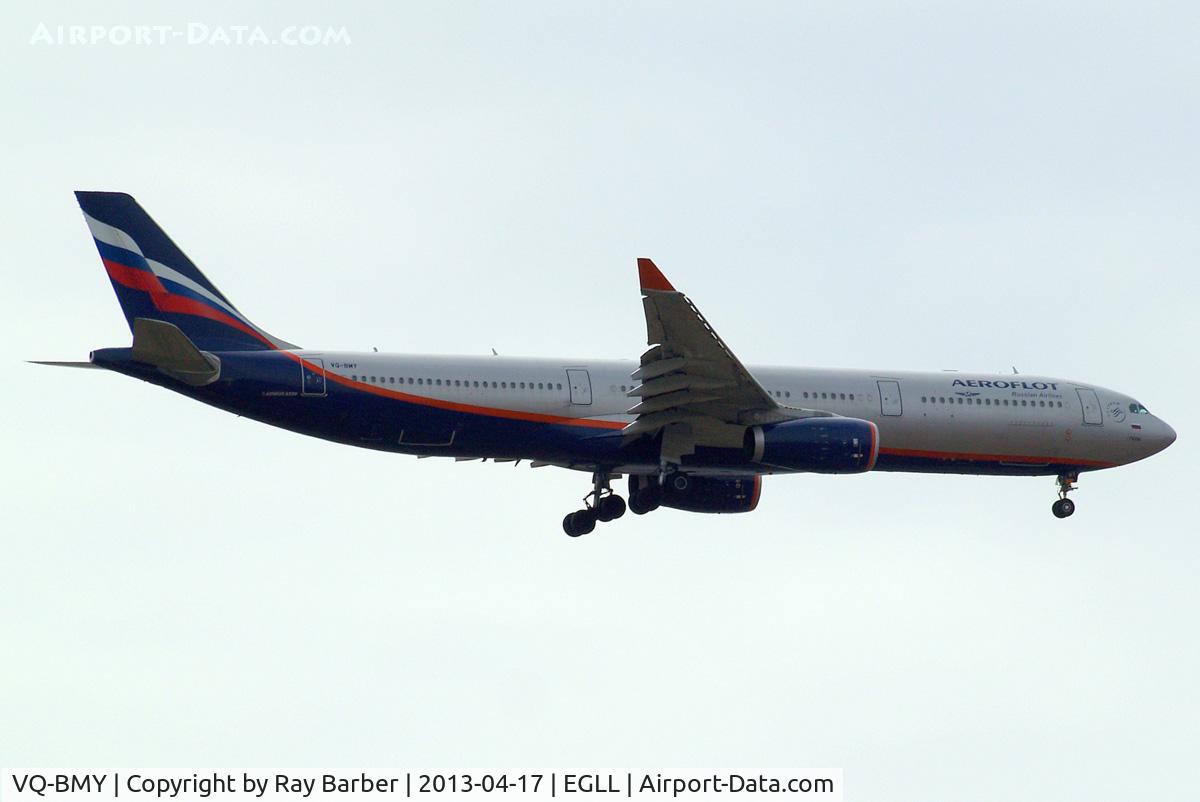 VQ-BMY, 2012 Airbus A330-343X C/N 1301, Airbus A330-343X [1301] (Aeroflot Russian Airlines) Home~G 17/04/2013. On approach 27L.