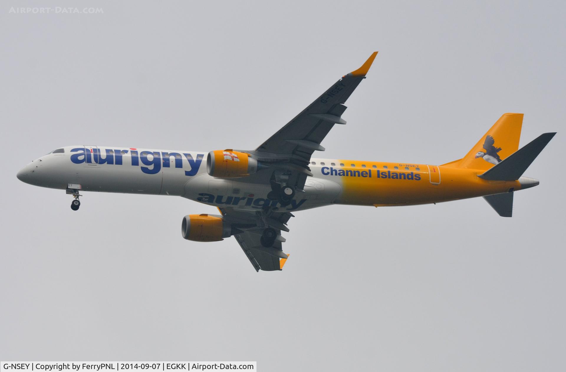 G-NSEY, 2014 Embraer 195STD (ERJ-190-200STD) C/N 19000671, Aurigny's new ERJ195
