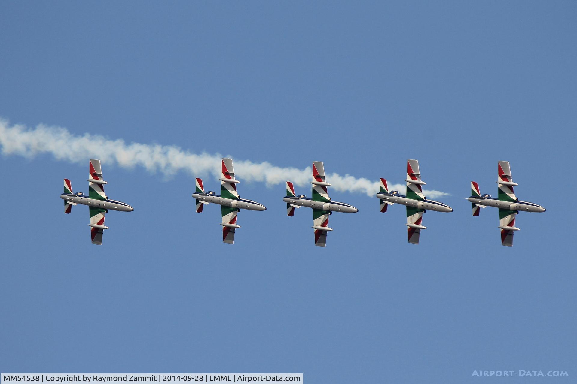 MM54538, Aermacchi MB-339PAN C/N 6759/154/AA070, MB339s Frecce Tricolori Italian Air Force Malta International Airshow2014