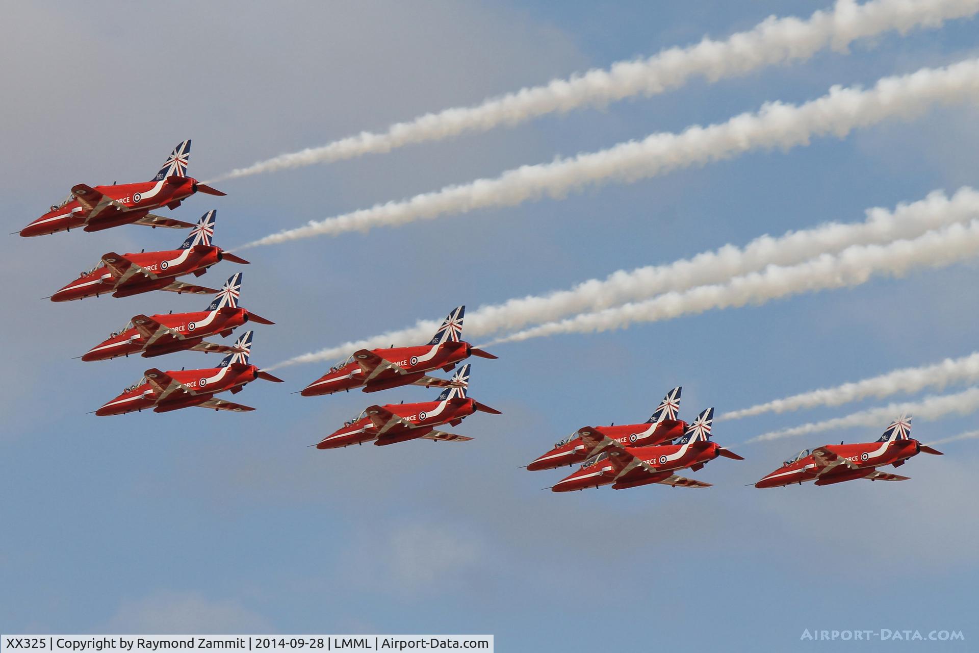 XX325, 1980 Hawker Siddeley Hawk T.1 C/N 169/312150, Red Arrows Team offered a spectacular show during the Malta International Air Show 2014....