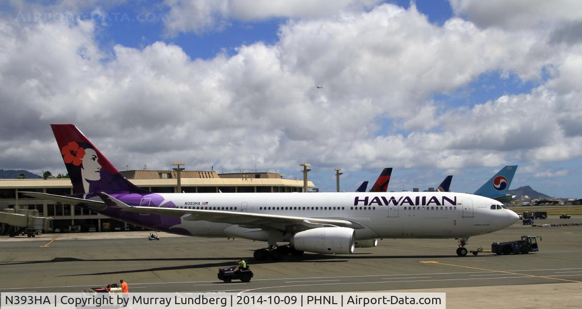 N393HA, 2013 Airbus A330-243 C/N 1422, Being towed on the ramp at Honolulu.
