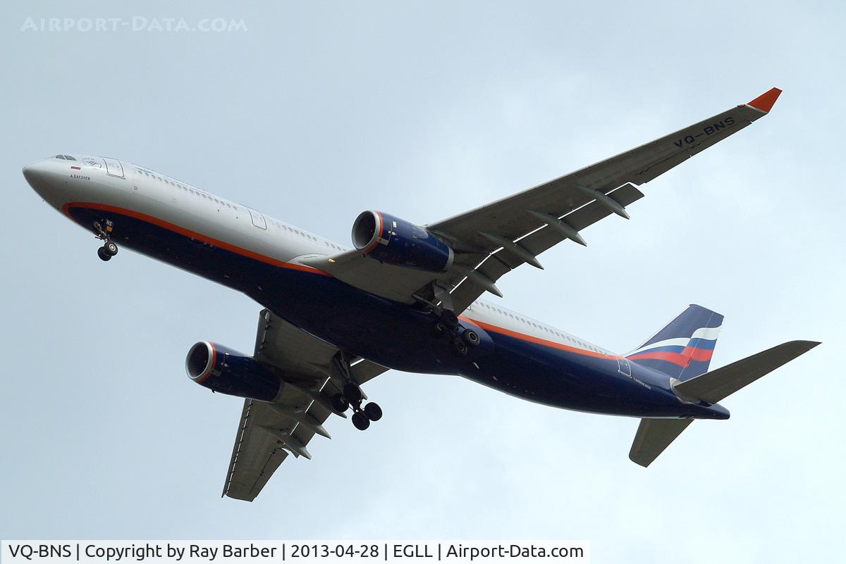 VQ-BNS, 2011 Airbus A330-343X C/N 1264, Airbus A330-343X [1264] (Aeroflot Russian Airlines) Home~G 28/04/2013. On approach 27R.