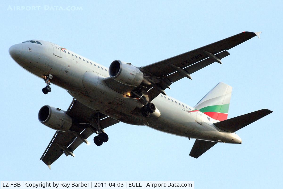 LZ-FBB, 2007 Airbus A319-112 C/N 3309, Airbus A319-112 [3309] (Bulgaria Air) Home~G 03/04/2011. Onapproach 27R. Colour scheme applied no titles.