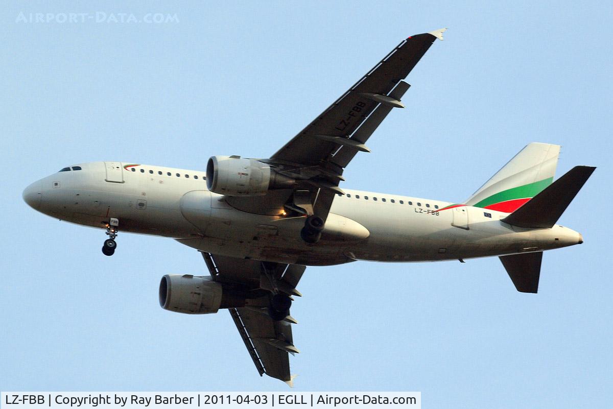 LZ-FBB, 2007 Airbus A319-112 C/N 3309, Airbus A319-112 [3309] (Bulgaria Air) Home~G 03/04/2011. Onapproach 27R. Colour scheme applied no titles.
