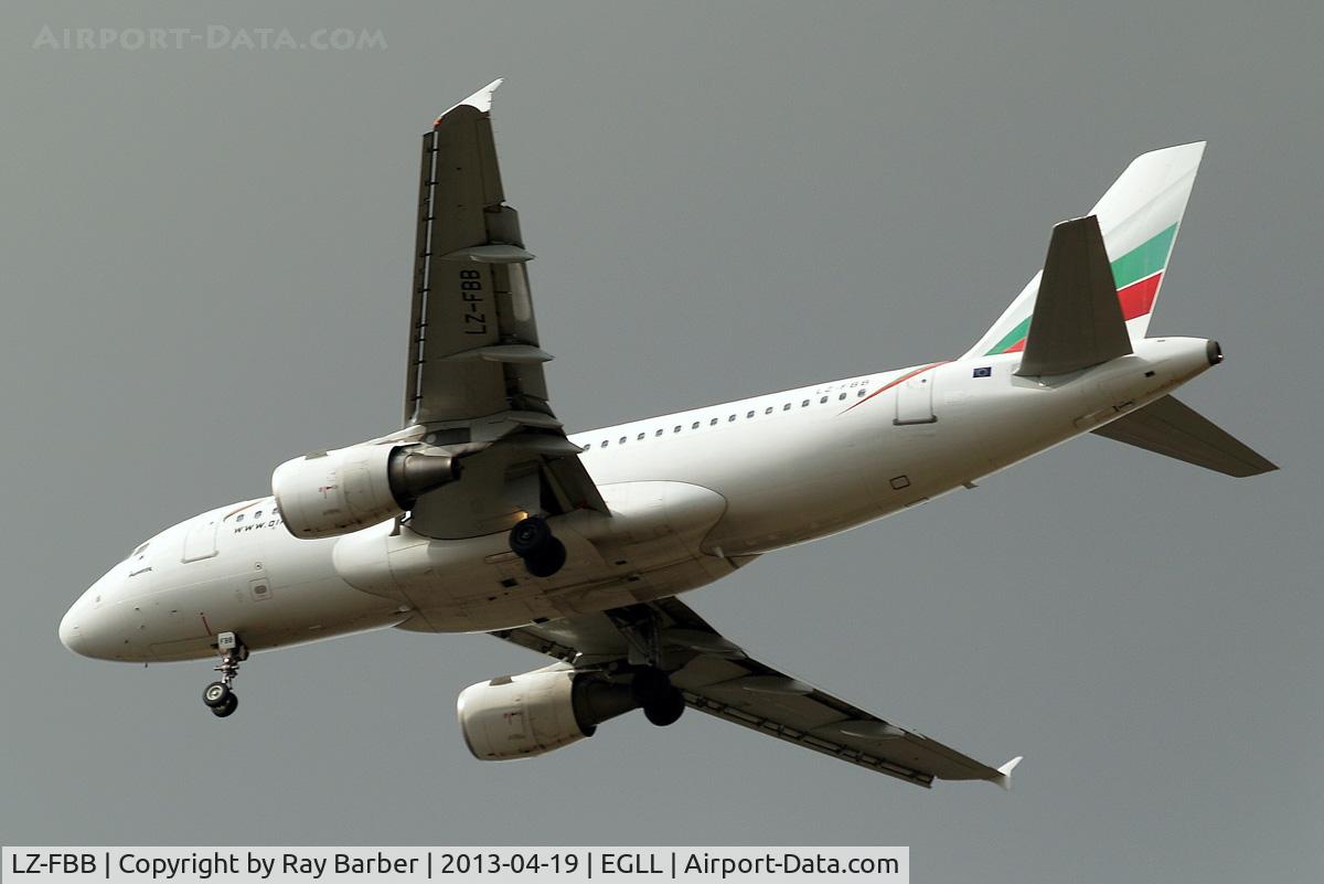 LZ-FBB, 2007 Airbus A319-112 C/N 3309, Airbus A319-112 [3309] (Bulgaria Air) Home~G 19/04/2013. On approach 27R. Colour scheme and titles applied.