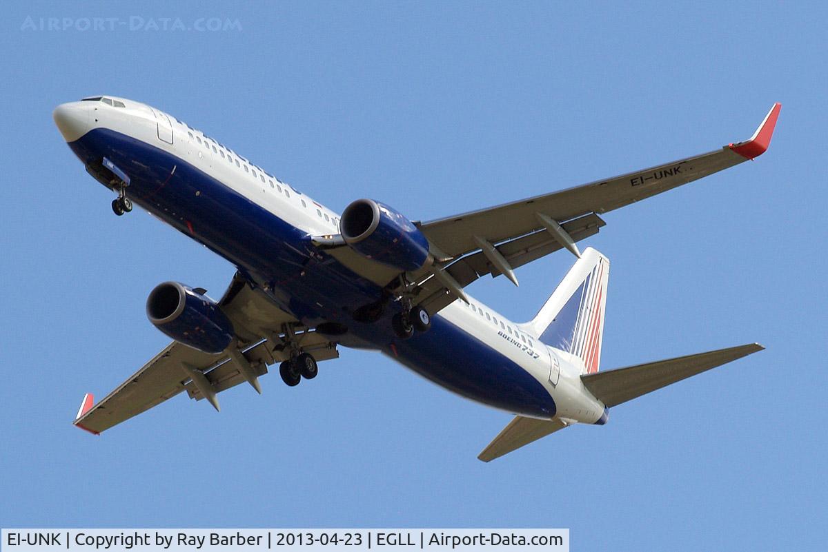 EI-UNK, 2011 Boeing 737-86J C/N 36119, Boeing 737-86J [36119] (Transaero Airlines) Home~G 23/04/2013. On approach 27R.