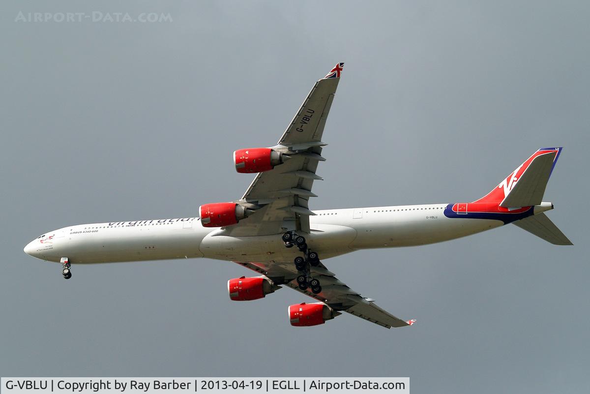 G-VBLU, 2006 Airbus A340-642 C/N 723, Airbus A340-642 [723] (Virgin Atlantic) Home~G 19/04/2013. On approach 27R.