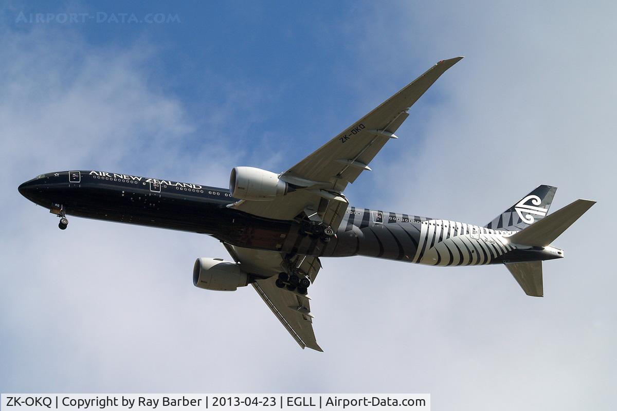 ZK-OKQ, 2011 Boeing 777-306/ER C/N 40689, Boeing 777-319ER [40689] (Air New Zealand) Home~G 23/04/2013. On approach 27R.
