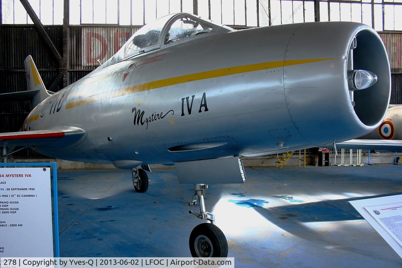 278, Dassault Mystere IVA C/N 278, Dassault MD454 Mystère IV A, Canopée Museum Châteaudun Air Base 279 (LFOC)