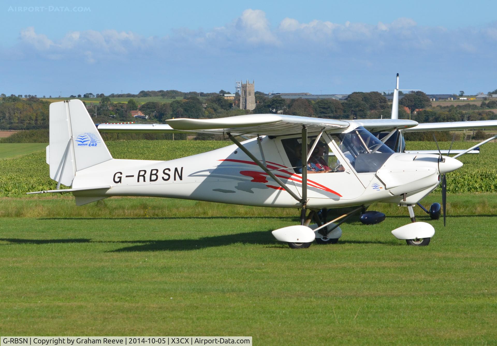 G-RBSN, 2004 Comco Ikarus C42 FB80 C/N 0407-6610, Just landed at Northrepps.