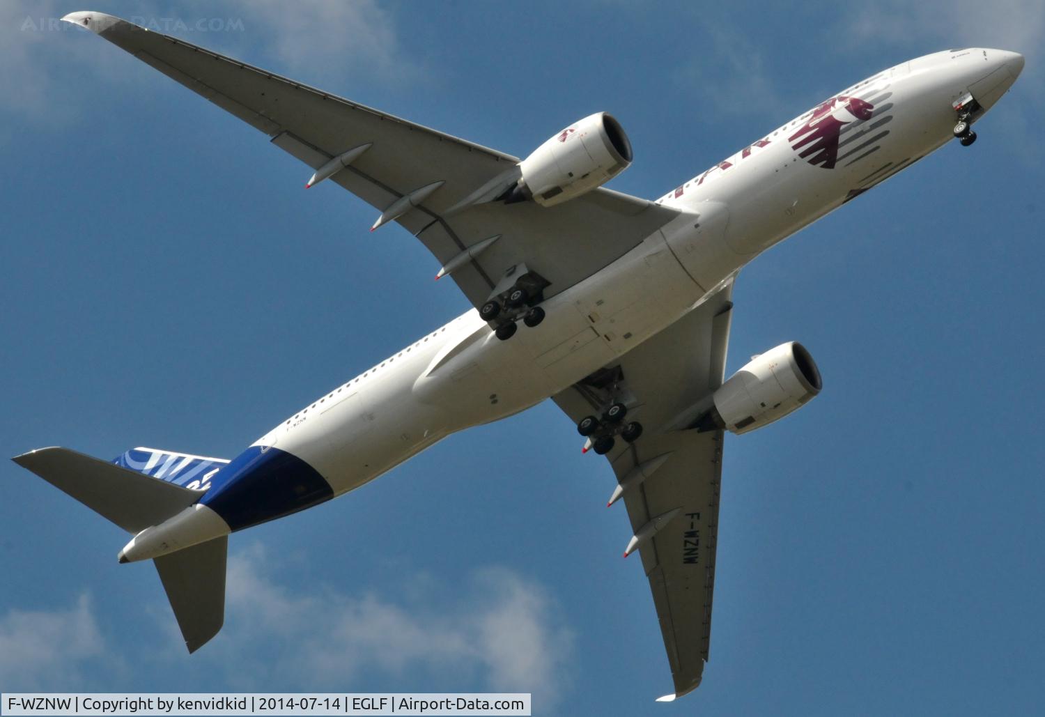 F-WZNW, 2013 Airbus A350-941 C/N 004, Displaying at FIA 2014.