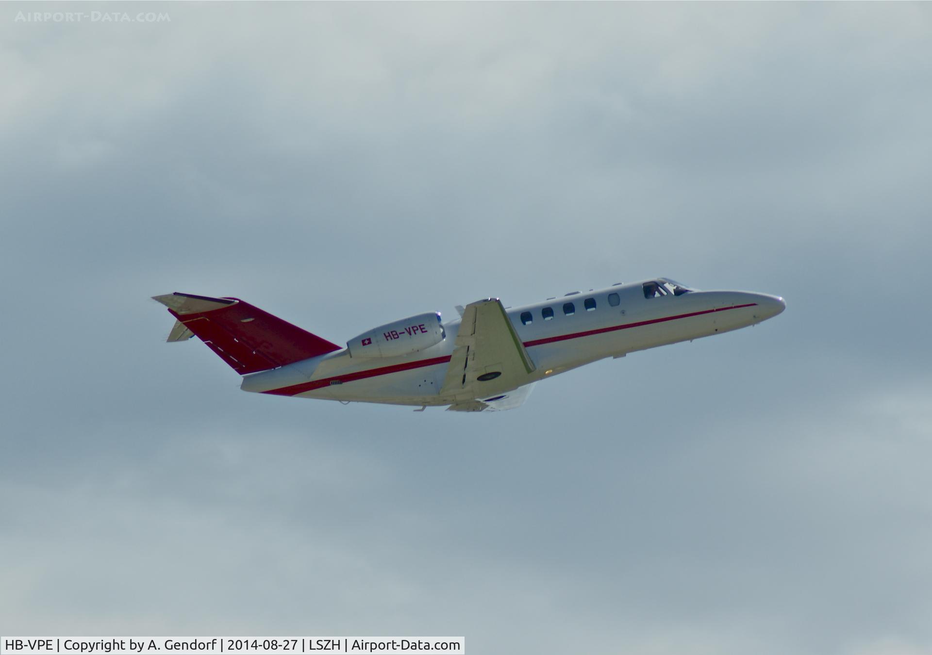 HB-VPE, 2007 Cessna Citation CJ2+ C/N 525A0375, ExecuJet Europe (untitled), seen here during take off climb out of Zürich-Kloten(LSZH)
