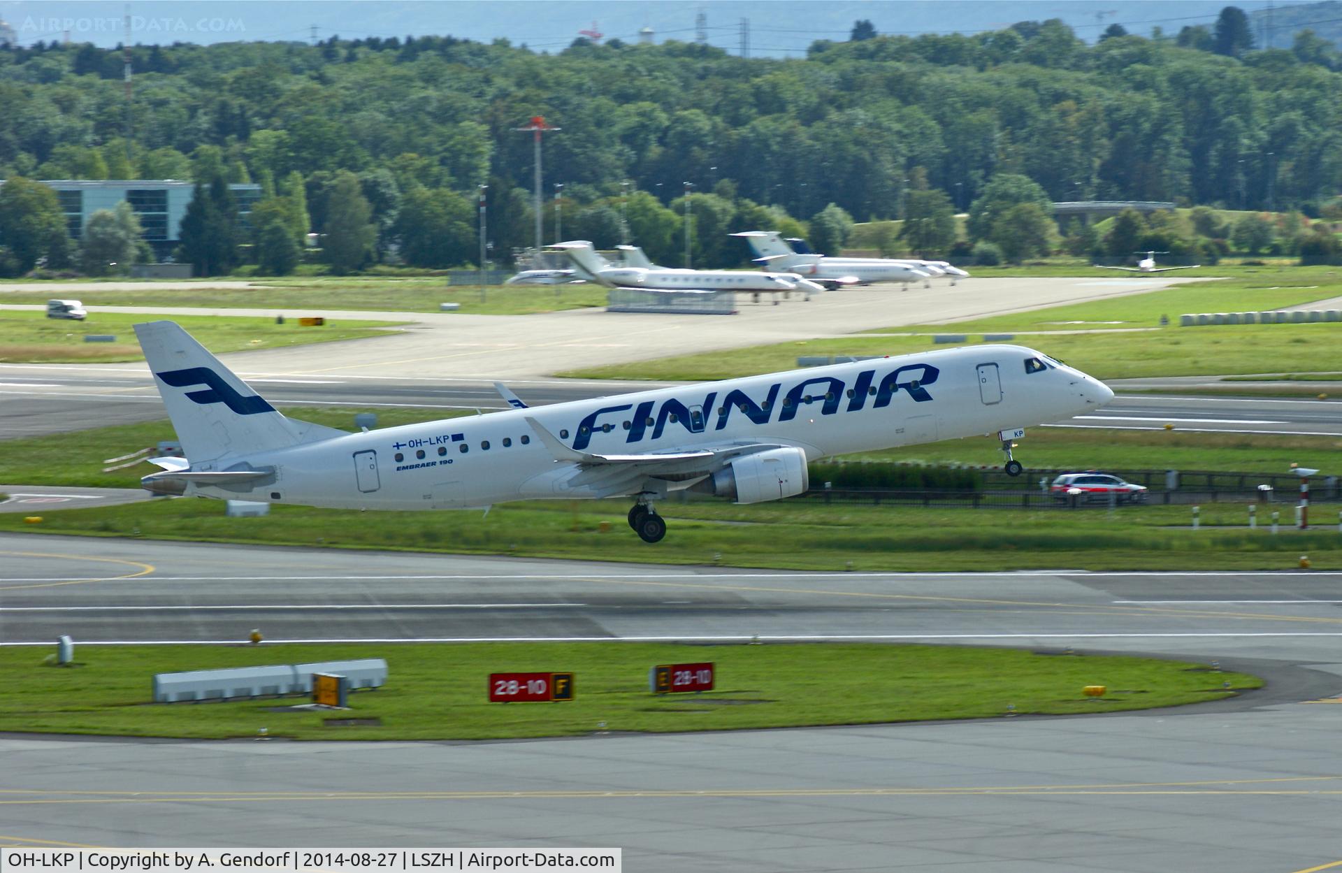 OH-LKP, 2011 Embraer 190LR (ERJ-190-100LR) C/N 19000416, Flybe Nordic (Finnair cs.), here during departure at Zürich(LSZH)