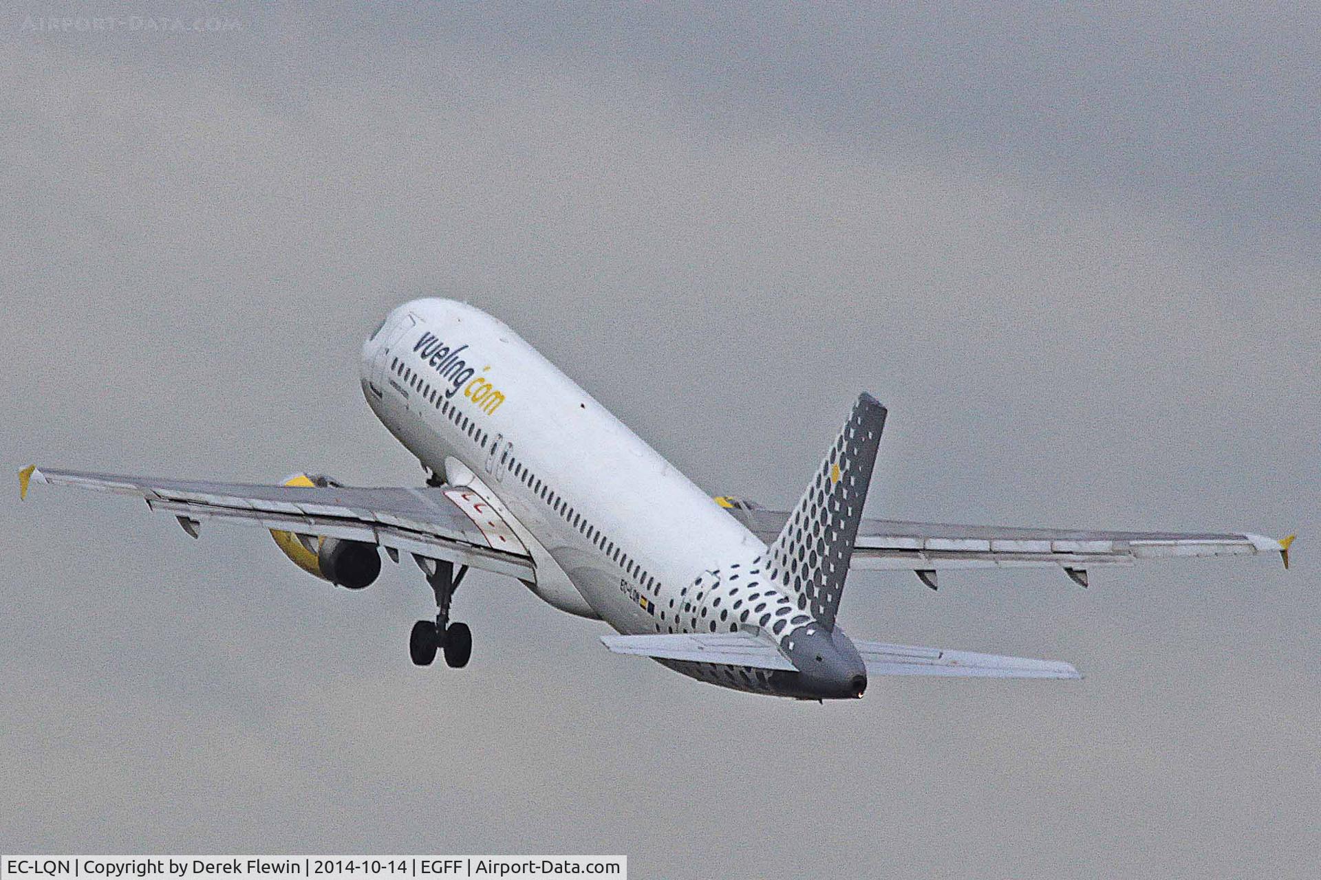 EC-LQN, 2004 Airbus A320-232 C/N 2168, A320-232, Vueling Airlines, callsign Vueling 1240, seen departing runway 30 at EGFF, en-route to Alicante.