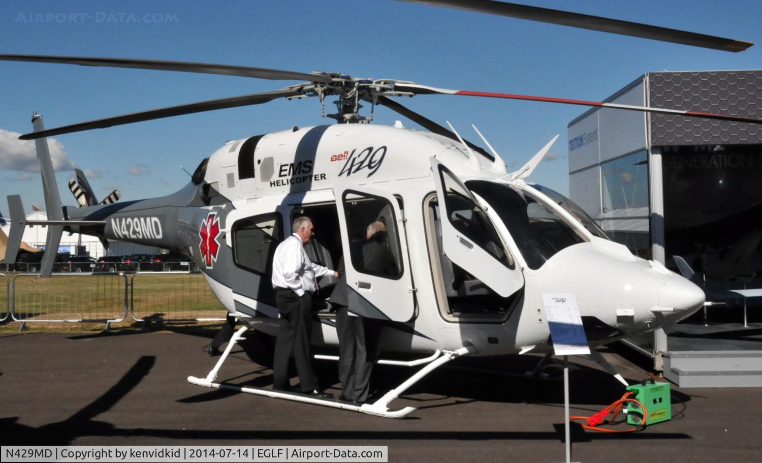 N429MD, 2013 Bell 429 GlobalRanger C/N 57128, On static display at FIA 2014.