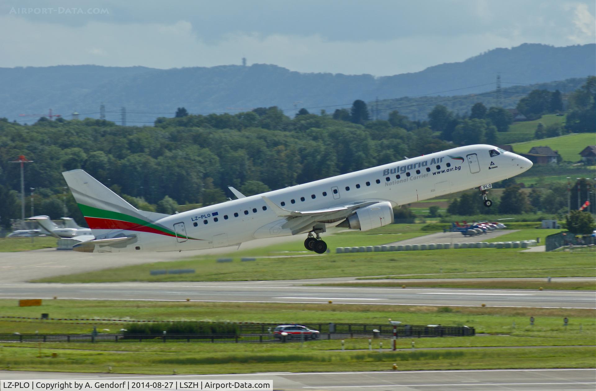 LZ-PLO, 2012 Embraer 190AR (ERJ-190-100IGW) C/N 19000584, Bulgaria Air, seen here leaving Zürich-Kloten(LSZH), bound for Sofia(LBSF)