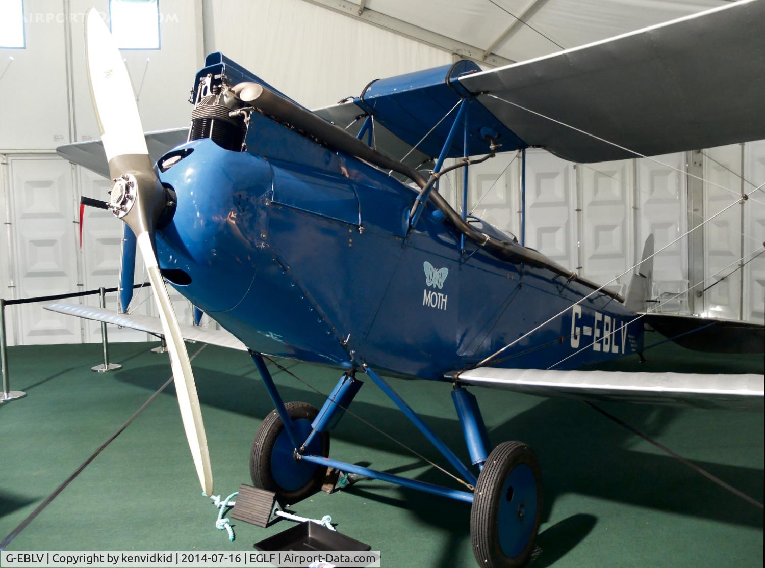 G-EBLV, 1925 De Havilland DH-60 Moth C/N 188, On static display in a tent at FIA 2014, the oldest airworthy Moth.