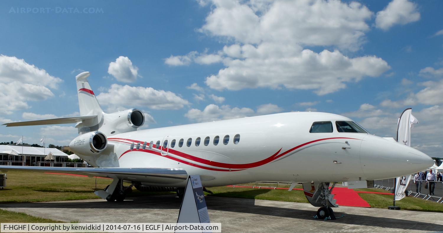 F-HGHF, 2013 Dassault Falcon 7X C/N 207, On static display at FIA 2014.