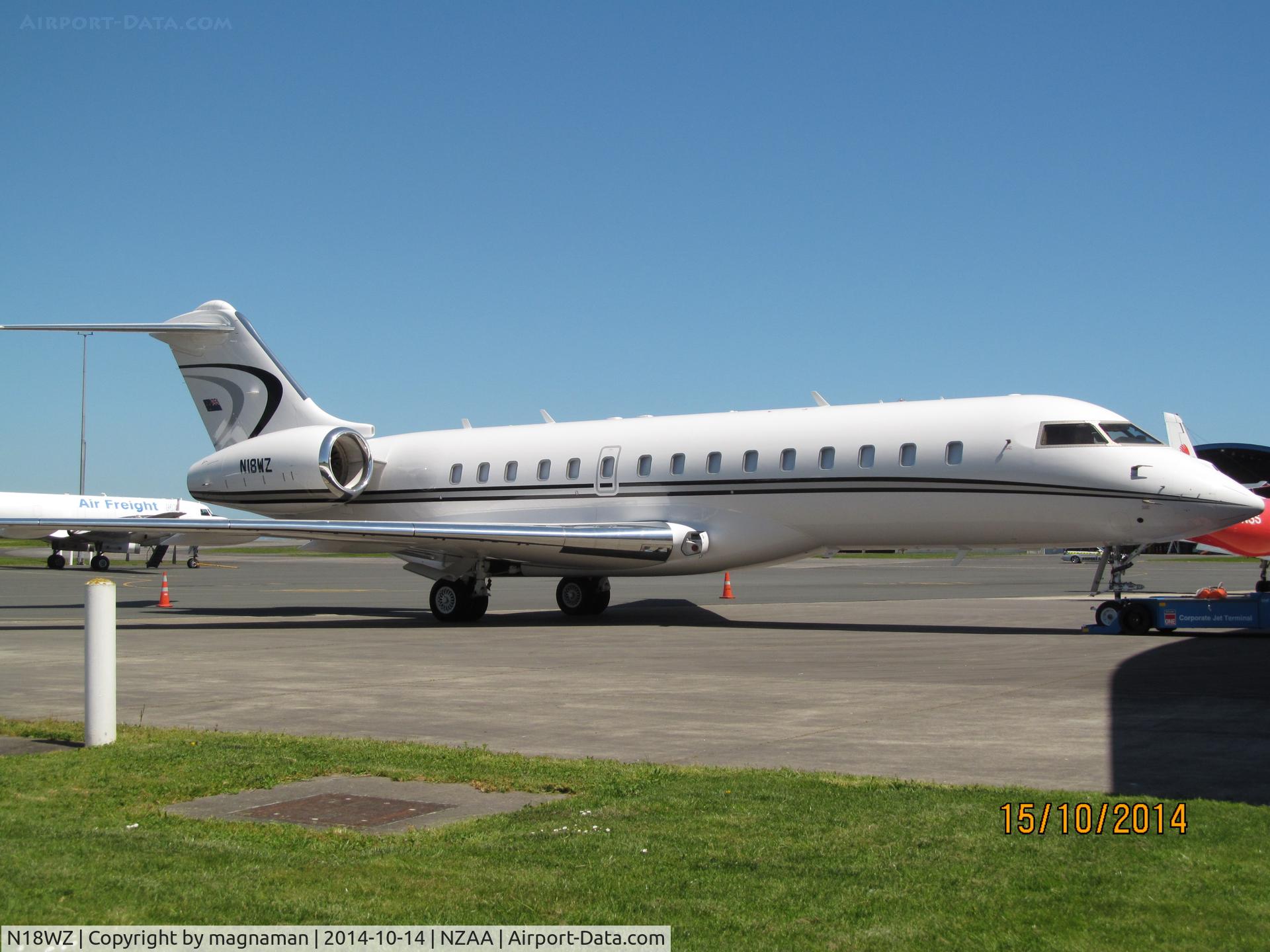 N18WZ, Bombardier BD-700-1A10 Global Express C/N 9338, At last after nearly 3.5 years I see this AKL based aircraft actually outside it hangar at AKL.