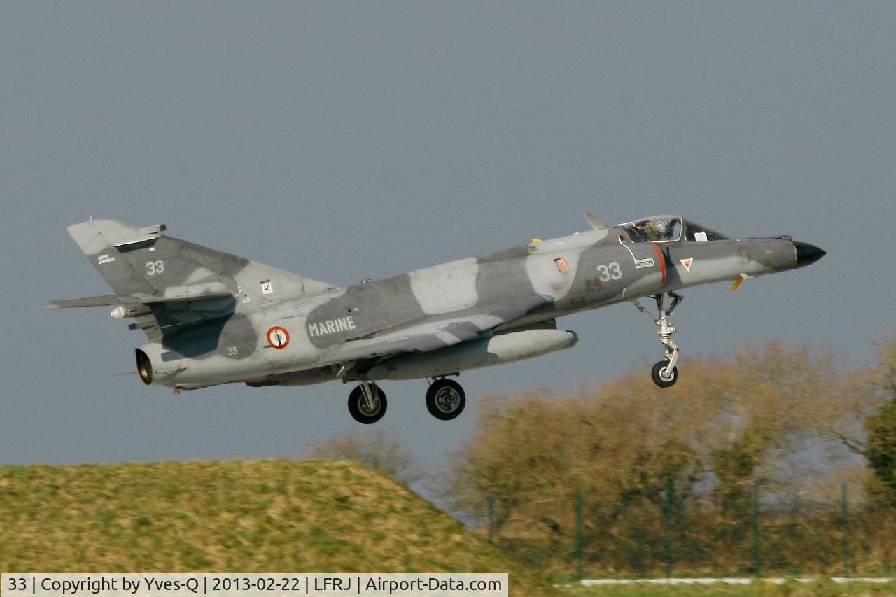 33, Dassault Super Etendard C/N 33, French Naval Aviation Dassault Super Etendard M (SEM), On final Rwy 08, Landivisiau Naval Air Base (LFRJ)