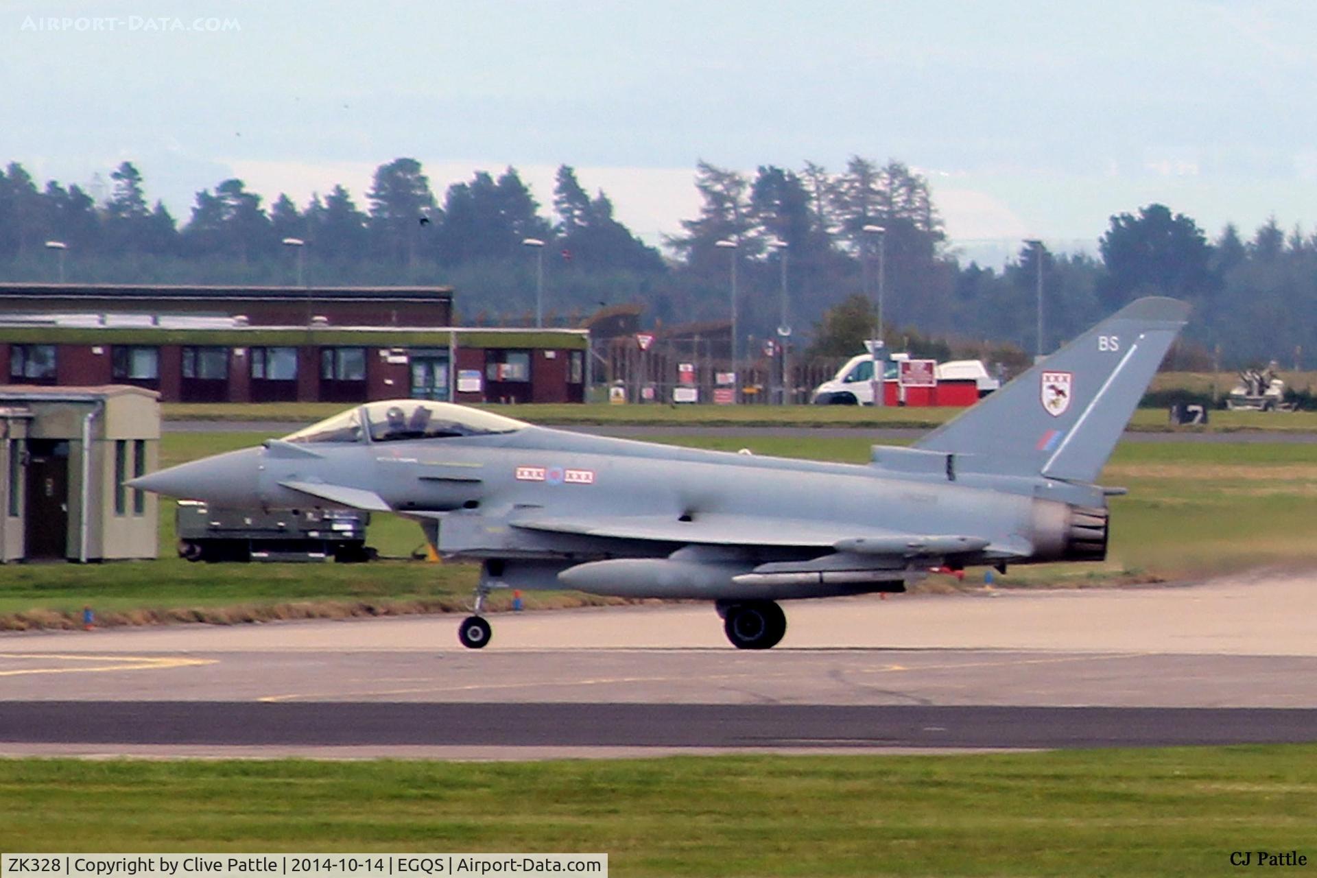 ZK328, 2011 Eurofighter EF-2000 Typhoon FGR4 C/N BS089/339, Seen at RAF Lossiemouth whilst coded BS of 29 R Sqn and participating in Exercise Joint Warrior 14-2