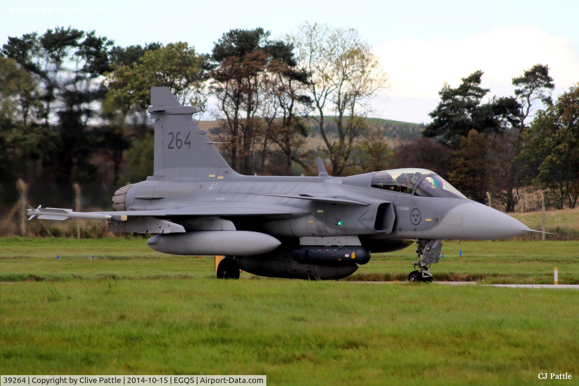 39264, Saab JAS-39C Gripen C/N 39264, Seen taxying onto runway 05 for departure from RAF Lossiemouth whilst participating in Exercise Joint Warrior 14-2