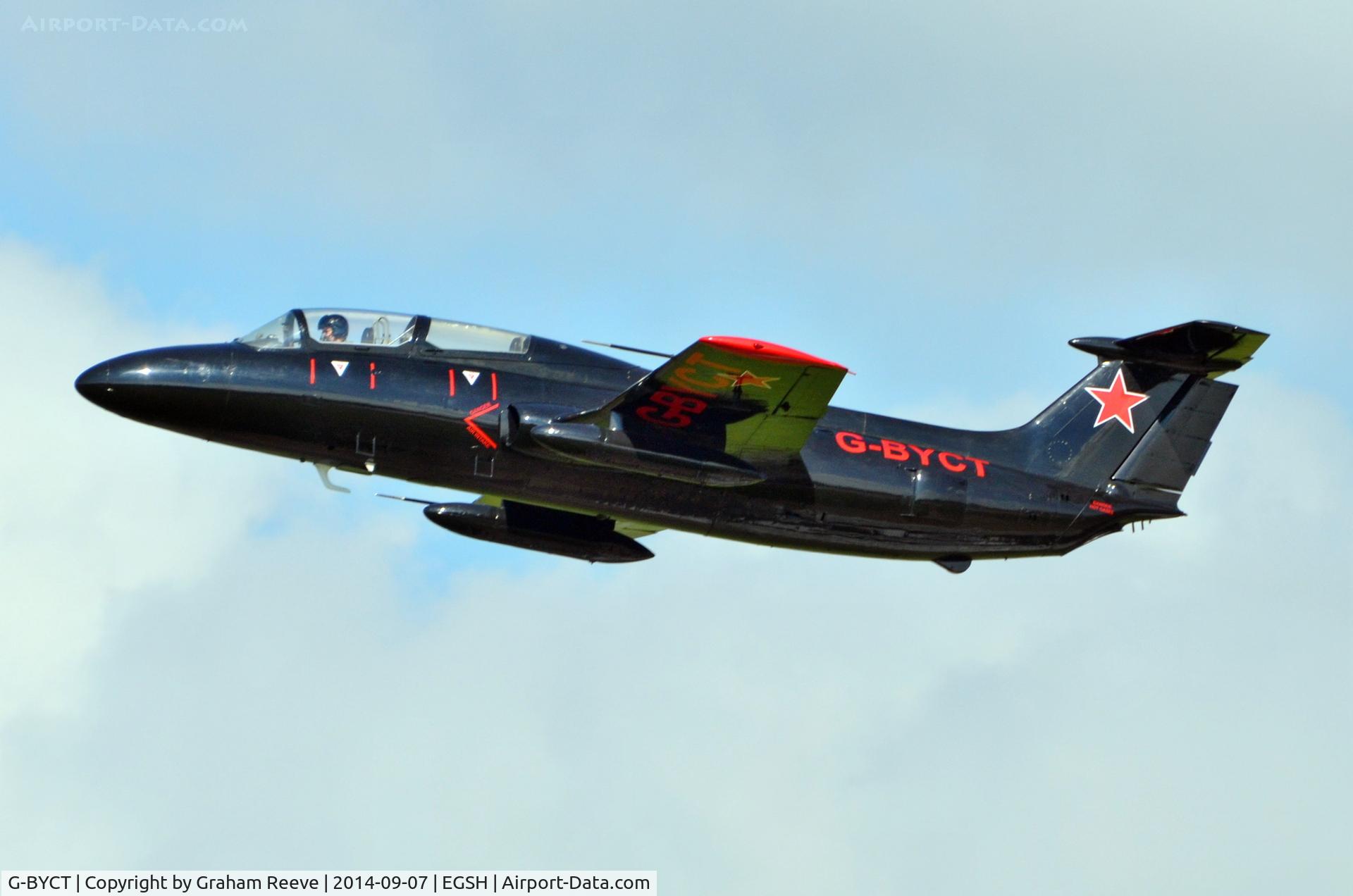 G-BYCT, 1973 Aero L-29 Delfin C/N 395142, Departing from Norwich.