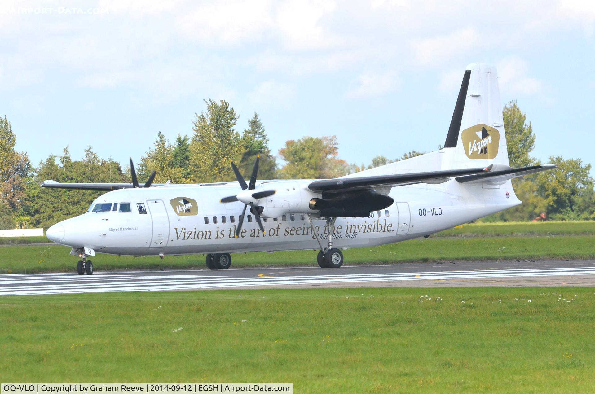 OO-VLO, 1988 Fokker 50 C/N 20127, About to depart.