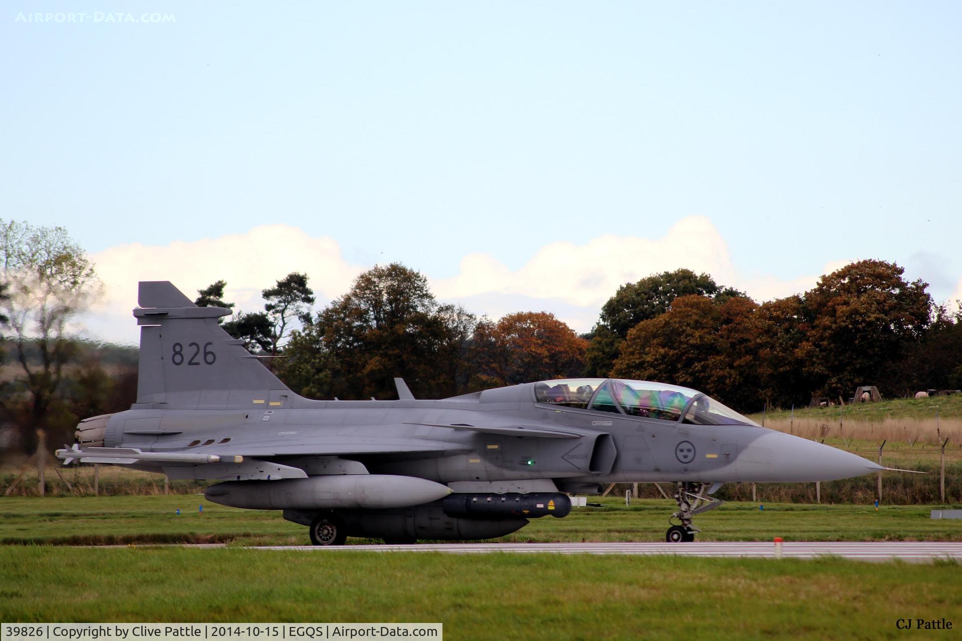 39826, 2005 Saab JAS-39D Gripen C/N 39826, Taxying for departure on runway 05 at RAF Lossiemouth whilst participating in Exercise Joint Warrior 14-2