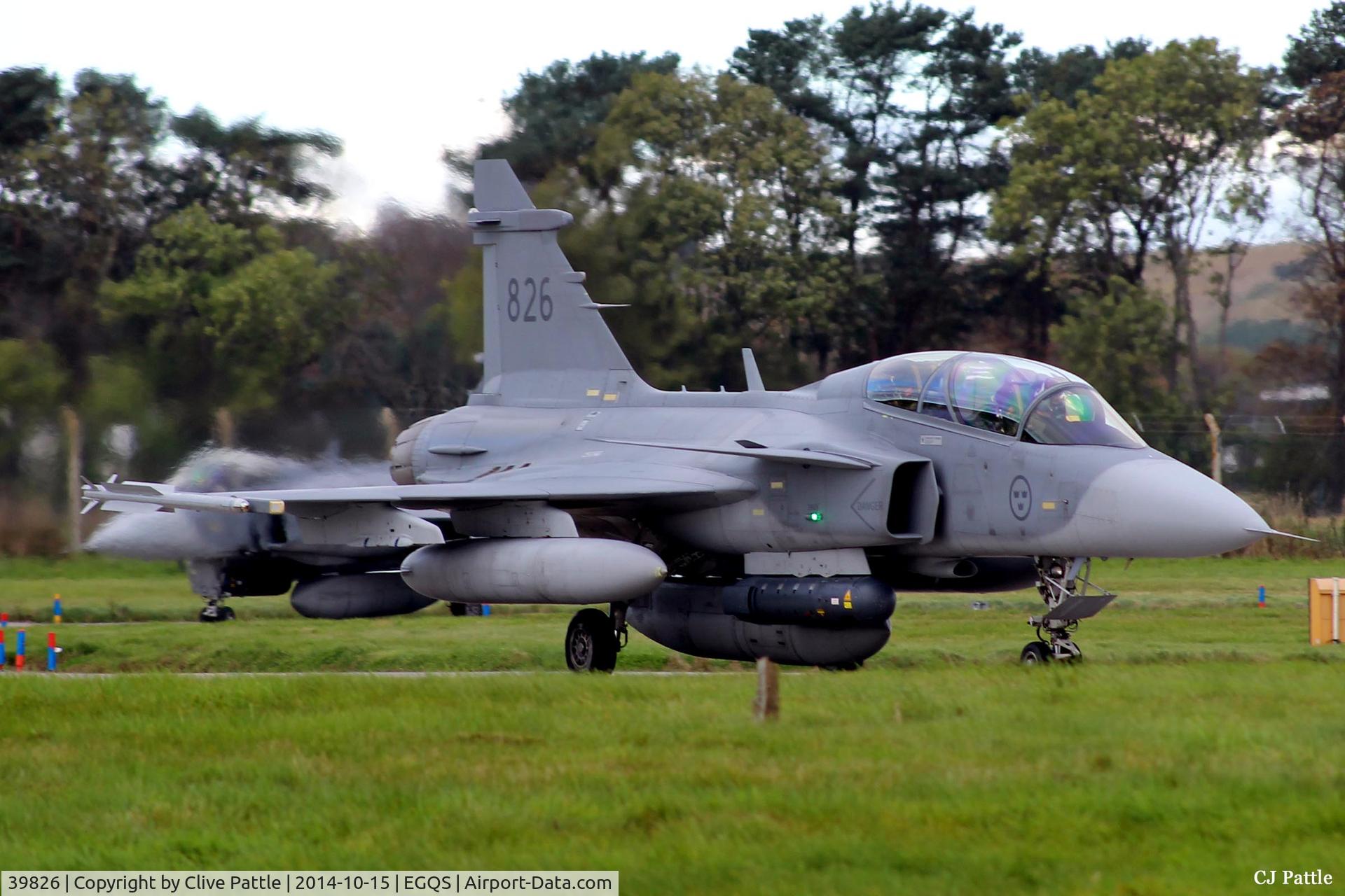 39826, 2005 Saab JAS-39D Gripen C/N 39826, Taxying for departure at runway 05 at RAF Lossiemouth whilst participating in Exercise Joint Warrior 14-2