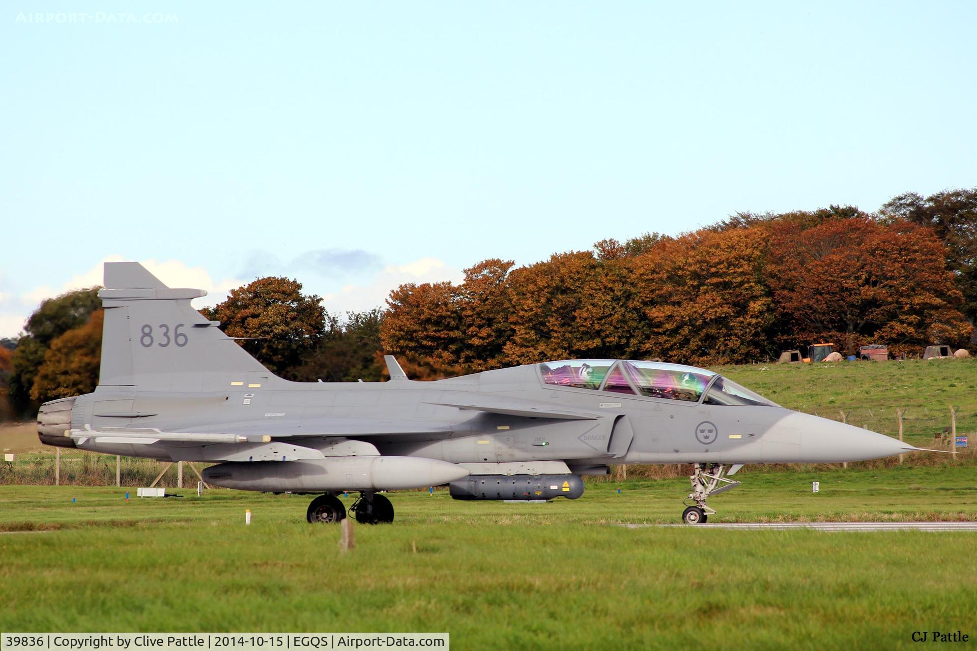 39836, Saab JAS-39D Gripen C/N 39836, Holding for departure at runway 05 at RAF Lossiemouth whilst participating in Exercise Joint Warrior 14-2