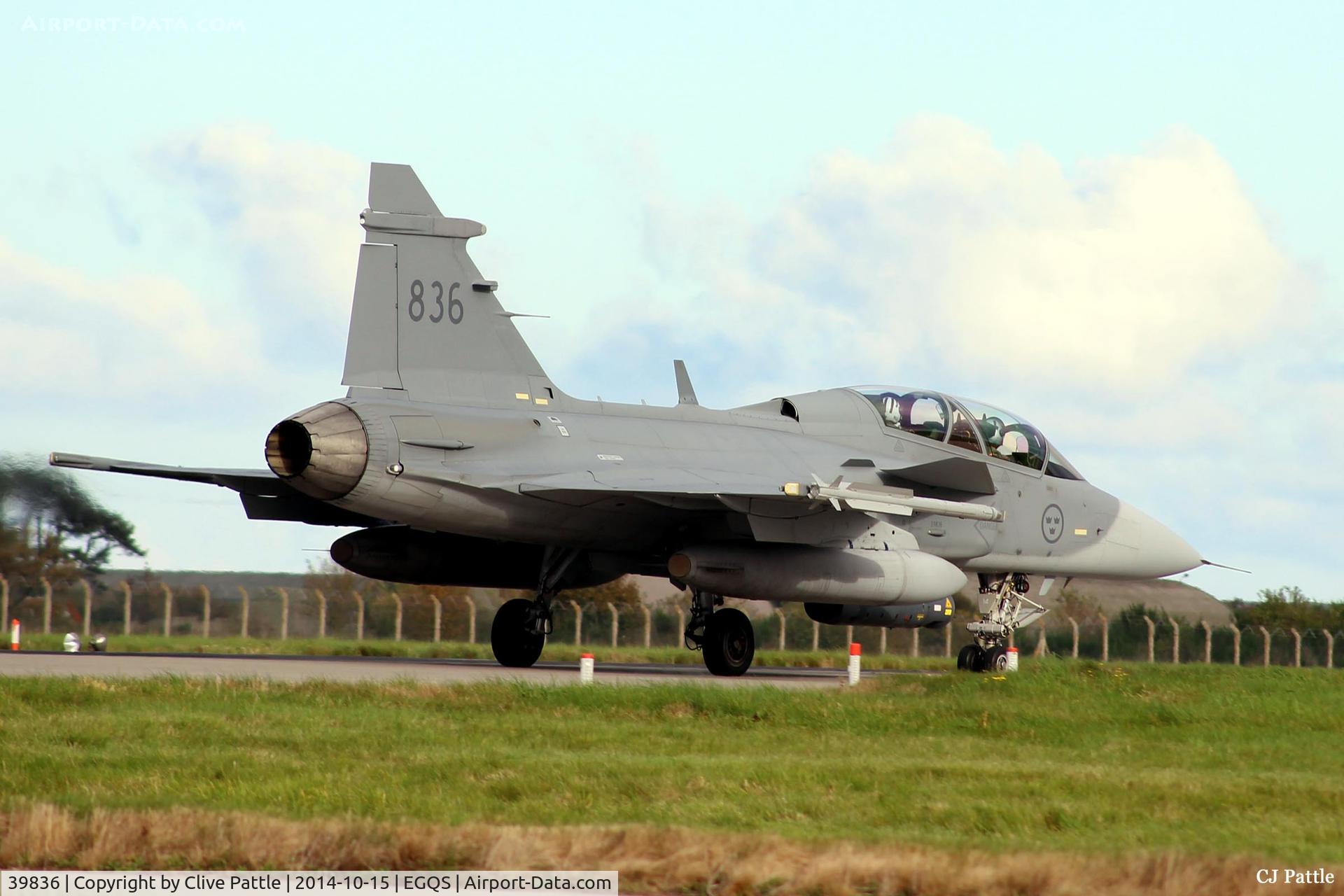 39836, Saab JAS-39D Gripen C/N 39836, Ready for departure for another sortie at runway 05 at RAF Lossiemouth whilst participating in Exercise Joint Warrior 14-2
