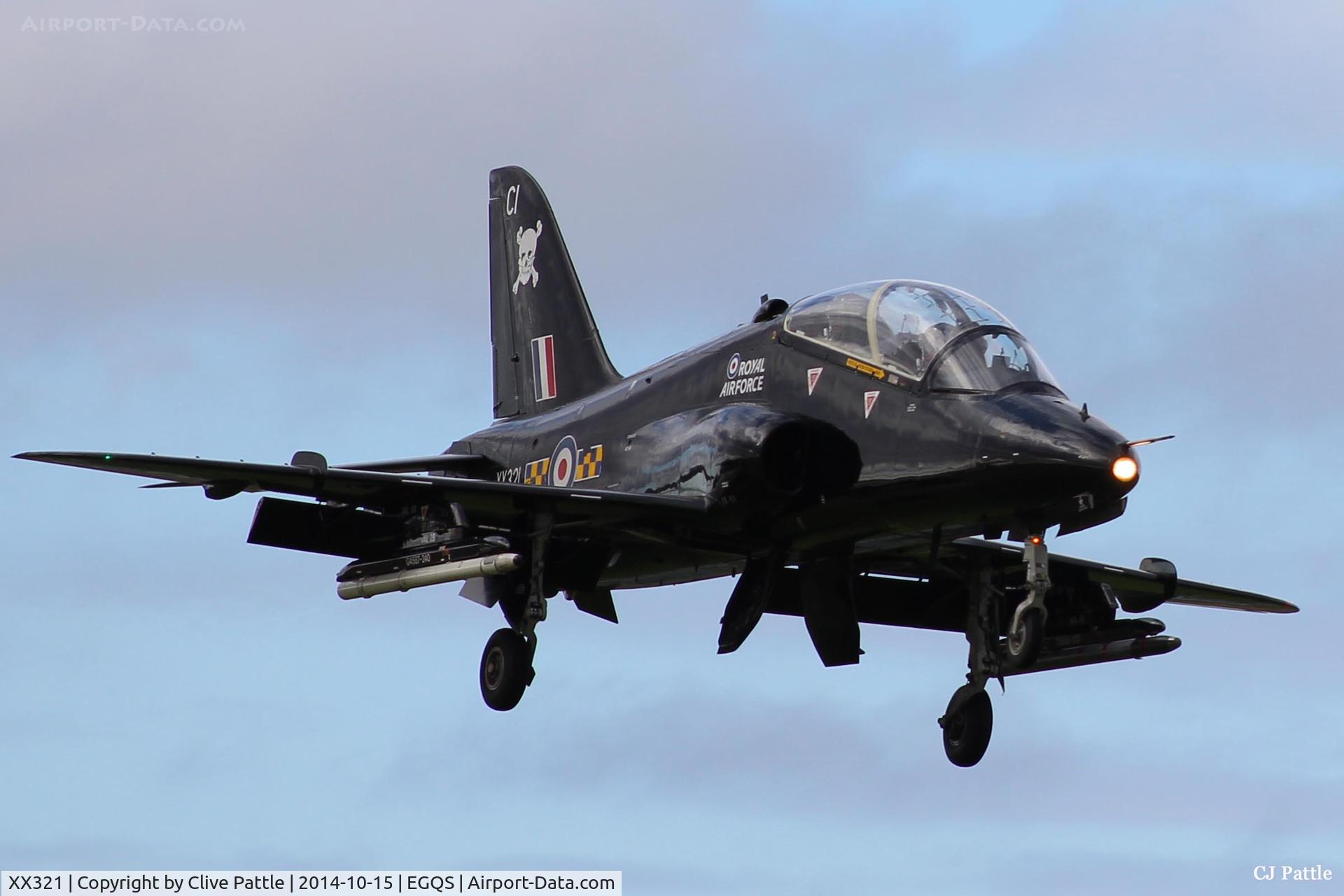 XX321, 1980 Hawker Siddeley Hawk T.1A C/N 164/312146, Coded 'CI' of  100 Sqn RAF about to touchdown at RAF Lossiemouth during Exercise Joint Warrior 14-2