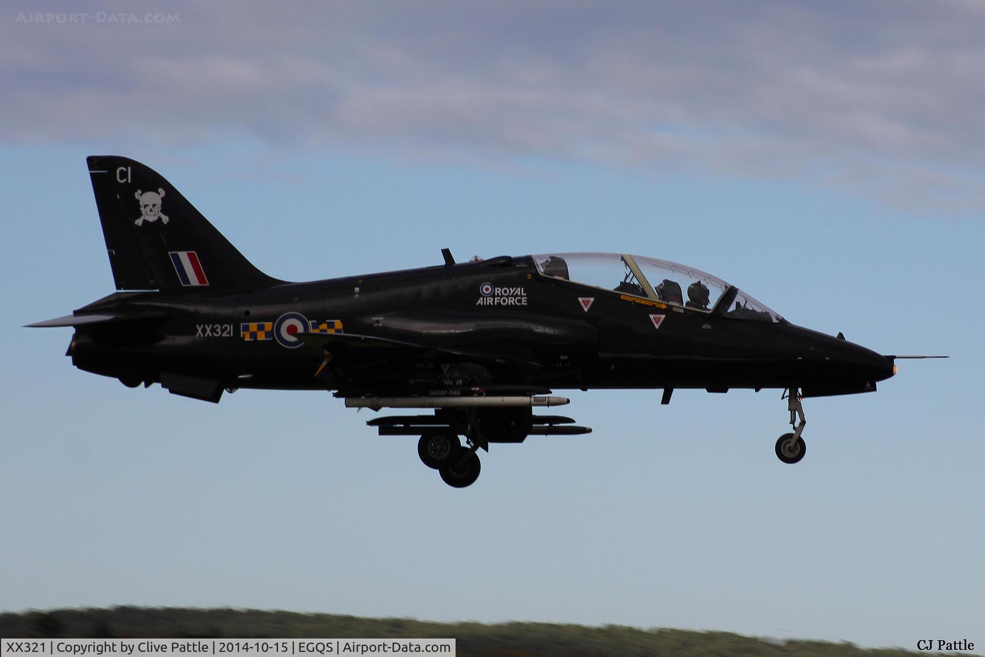 XX321, 1980 Hawker Siddeley Hawk T.1A C/N 164/312146, Coded 'CI' of  100 Sqn RAF about to touchdown at RAF Lossiemouth during Exercise Joint Warrior 14-2