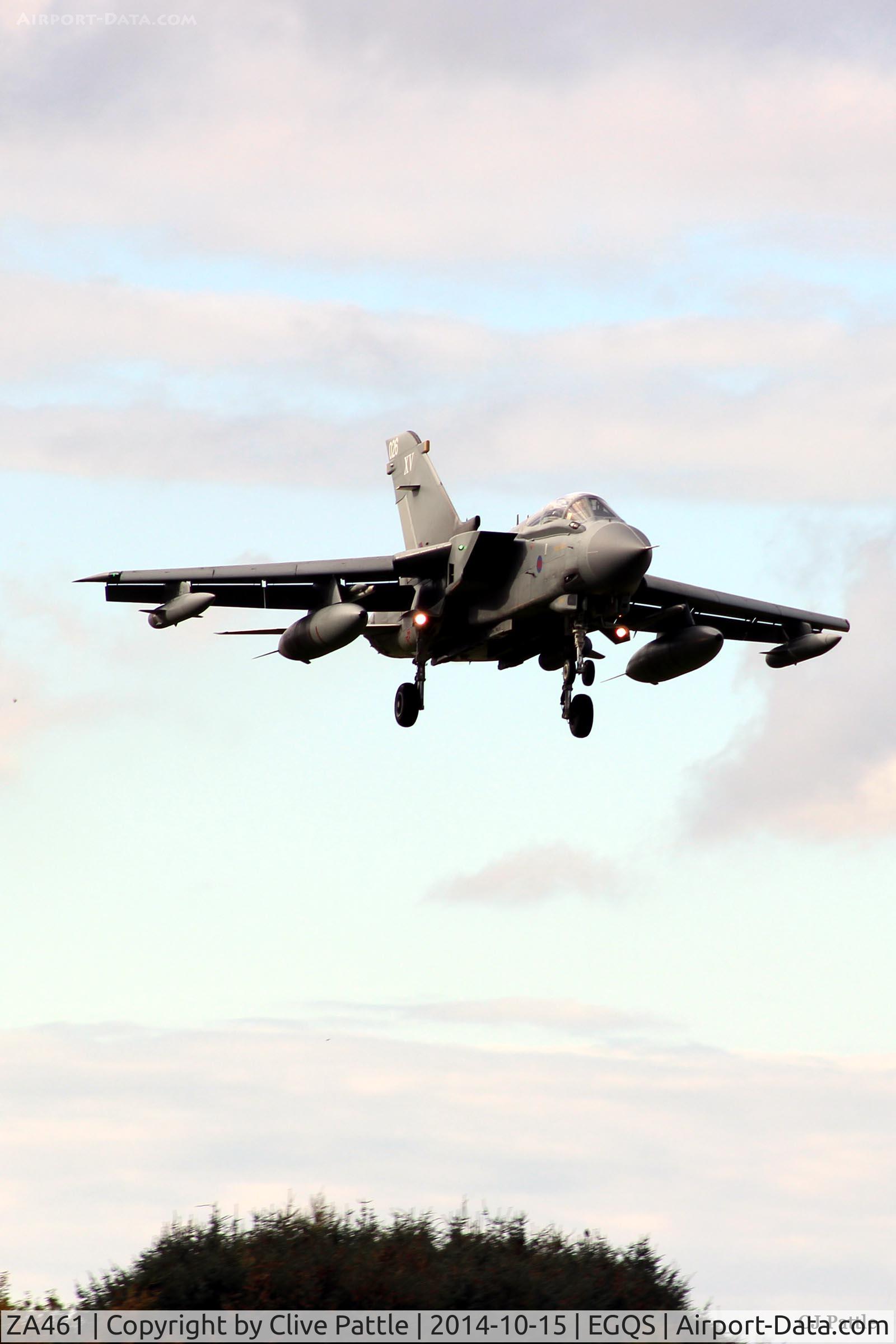 ZA461, 1983 Panavia Tornado GR.4 C/N BS091/269/3127, On finals at RAF Lossiemouth, coded '026' with the based 15 R Sqn