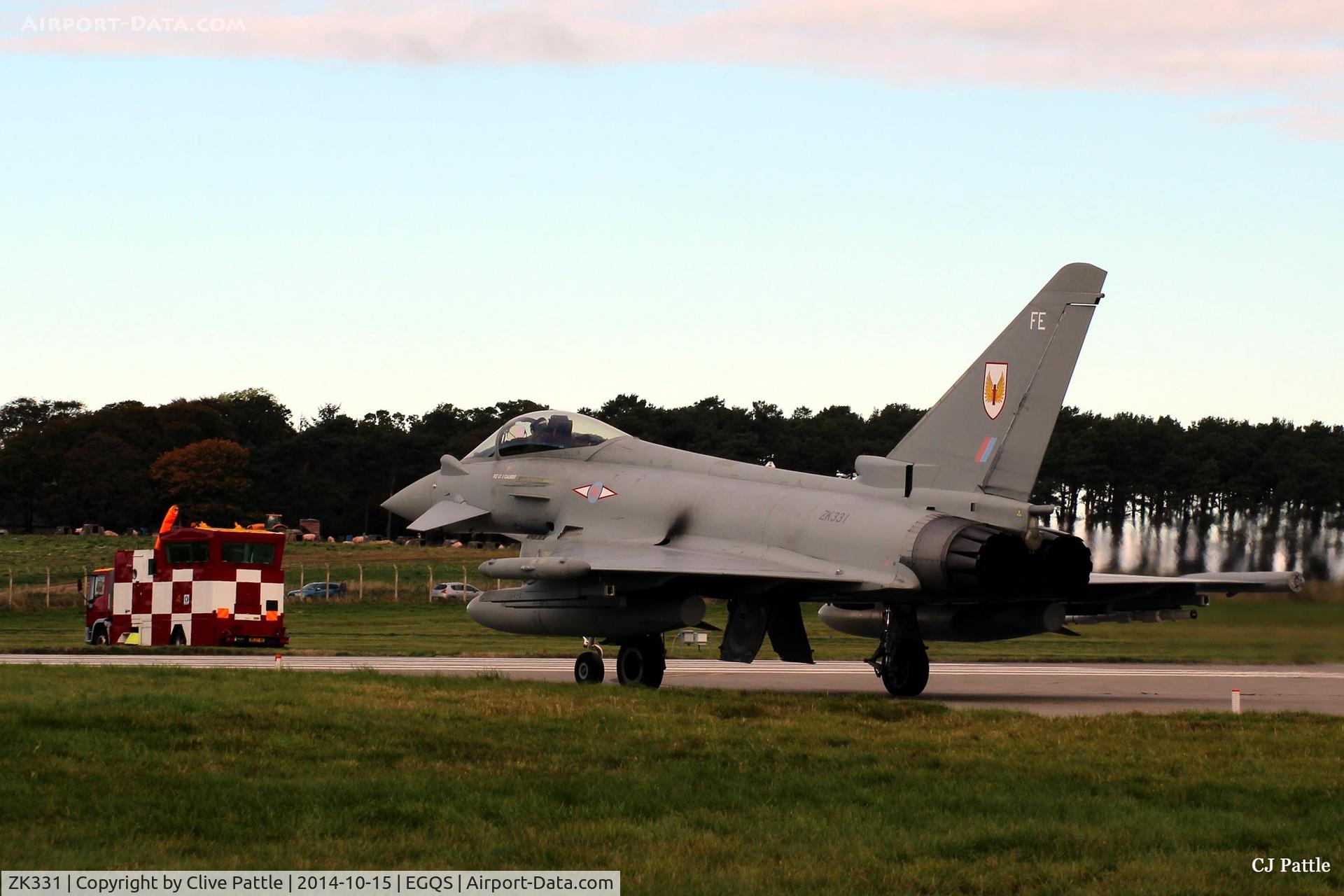ZK331, 2011 Eurofighter EF-2000 Typhoon FGR4 C/N BS092/343, In action at RAF Lossiemouth whilst coded FE of the based 1 Sqn