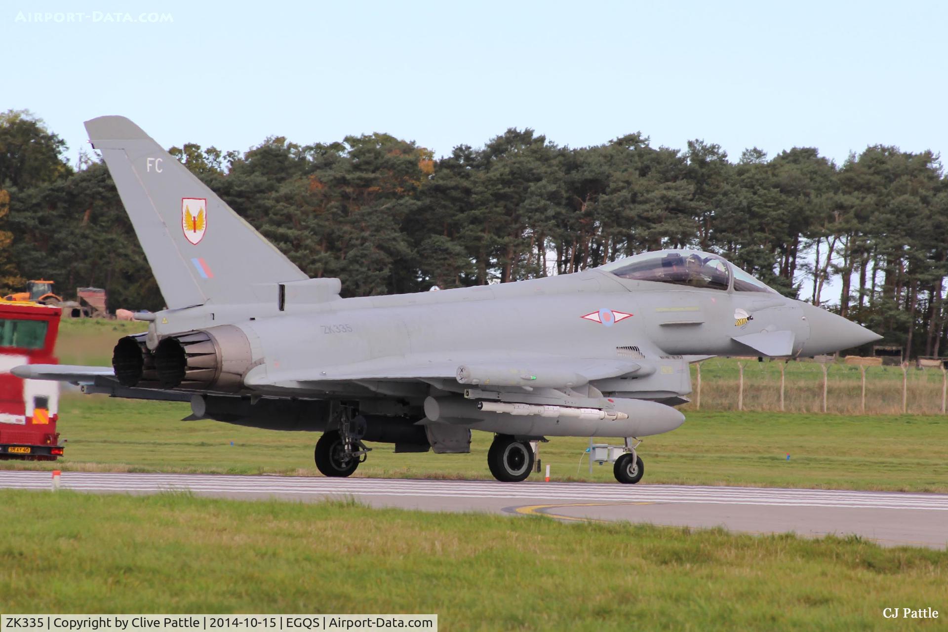 ZK335, 2012 Eurofighter EF 2000 Typhoon FGR4 C/N BS096/359, In action at RAF Lossiemouth whilst coded 'FC' of the resident No. 1 Sqn RAF