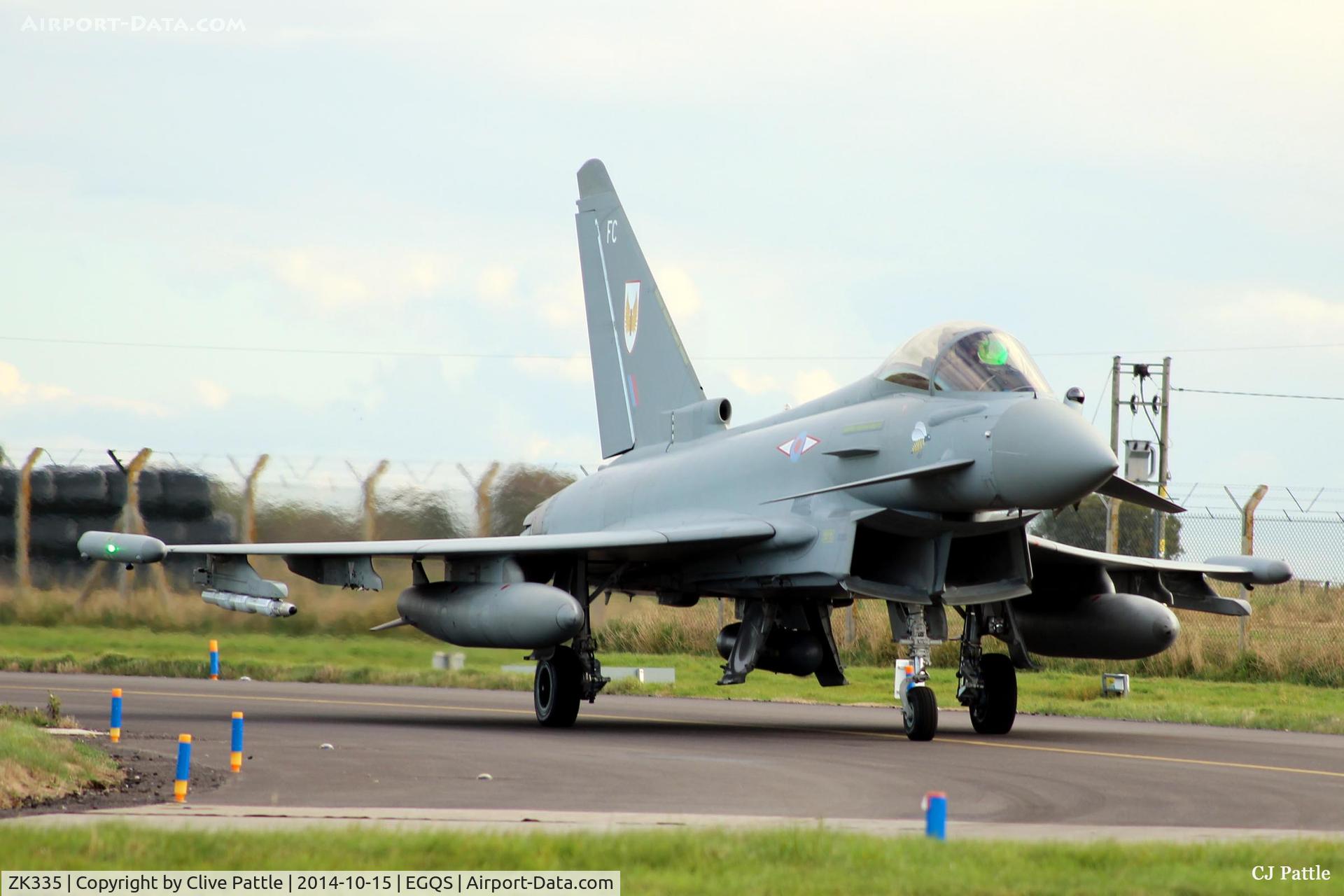 ZK335, 2012 Eurofighter EF 2000 Typhoon FGR4 C/N BS096/359, In action at RAF Lossiemouth whilst coded 'FC' of the resident No. 1 Sqn RAF