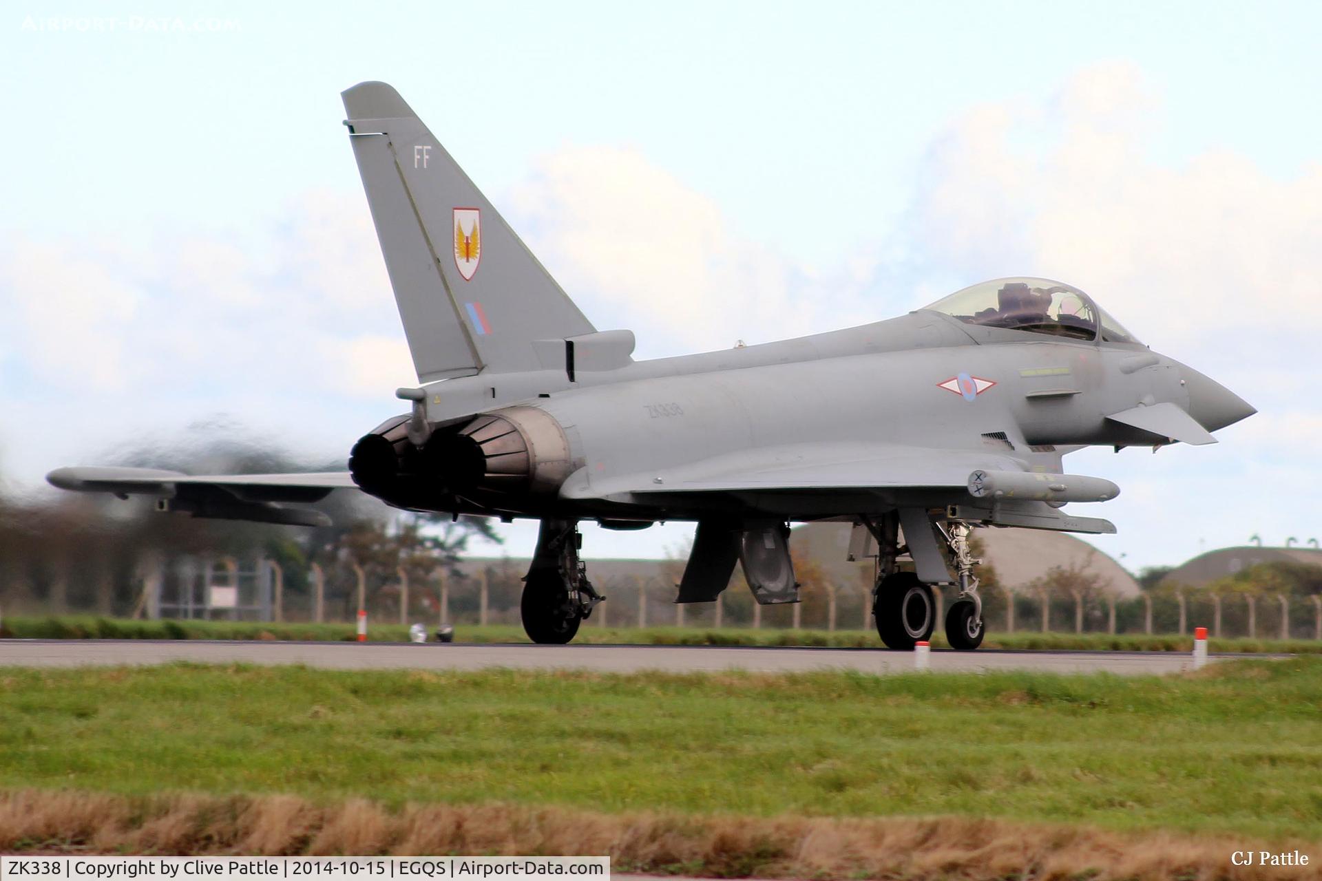 ZK338, 2012 Eurofighter EF-2000 Typhoon FGR4 C/N BS099/364, Take-off action at RAF Lossiemouth whilst coded 'FF' of No.1 Sqn RAF